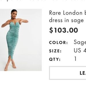 Sage Bandeau Ruched Midi Dress